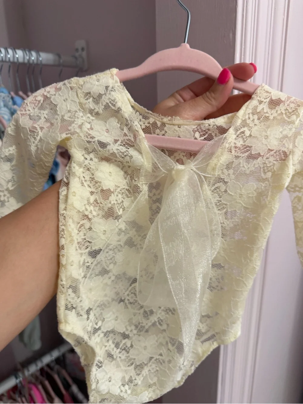 Custom Newborn Ivory Yellow Lace Photo Shoot Bodysuit headband not included